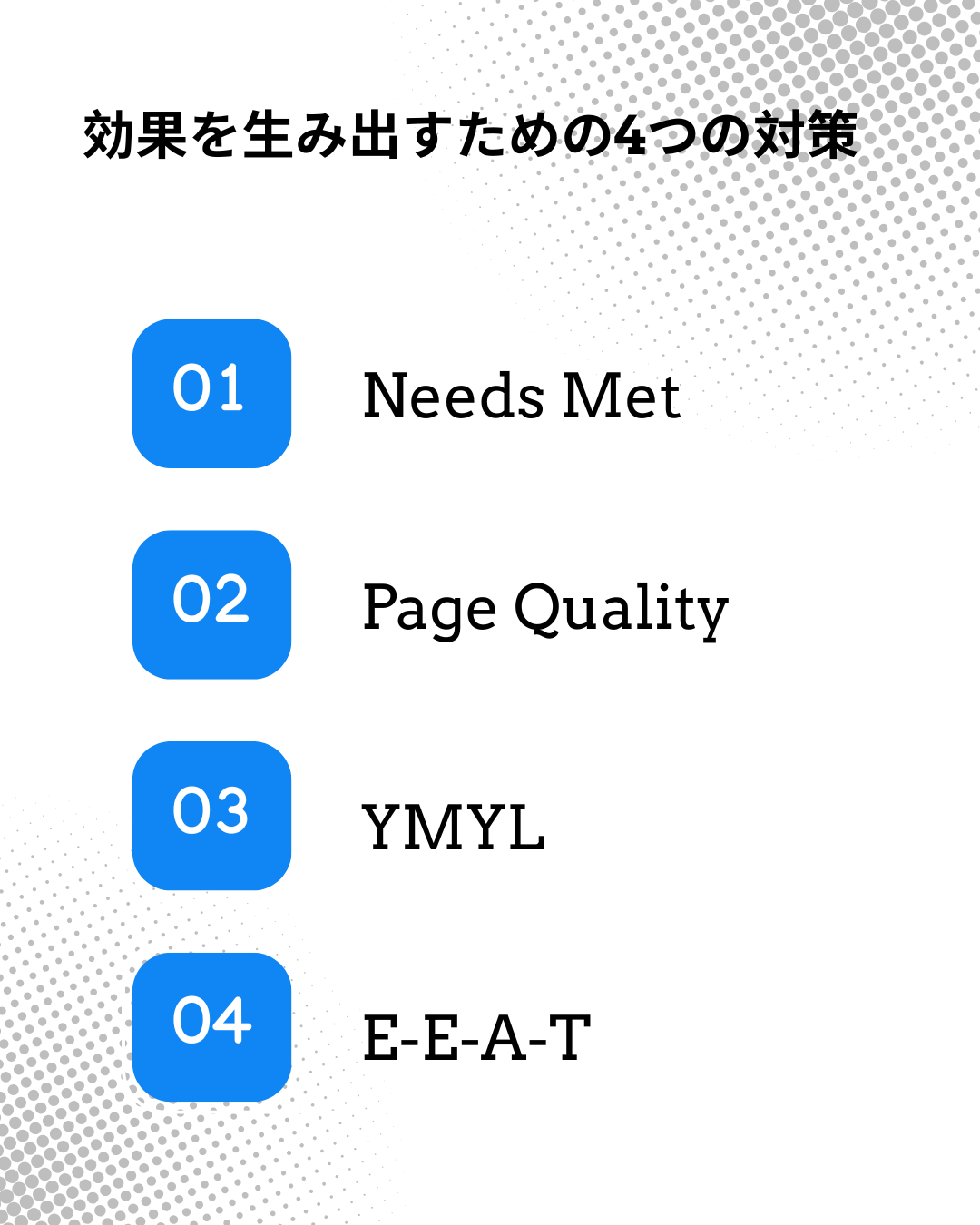 K.I Designが遵守する検索エンジンから評価を得るための４つの施策。